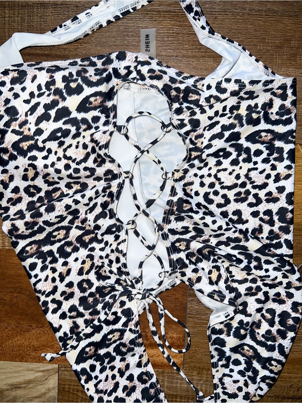 SHEIN Leopard Print Asymmetric One-Shoulder One-Piece Swimsuit, Size XL - Picture 3 of 6